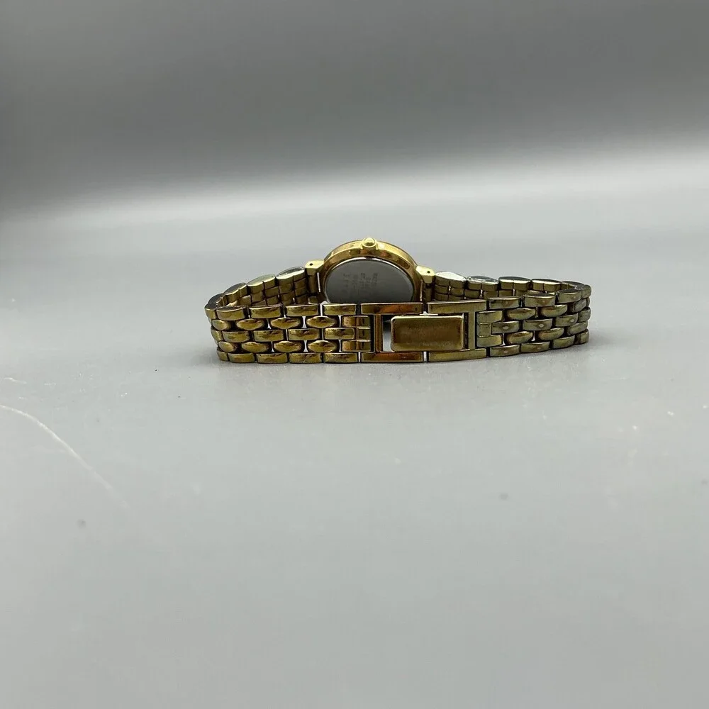 Vintage Seiko Womens Watch 21mm Black Dial Gold Tone 1N00-0D29 New Battery 6.5